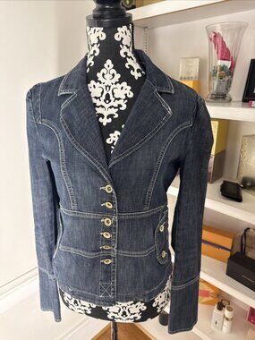 Y2K Carol's Denims Women's Blue Super Cool Denim Jacket Jean Jacket Size Small